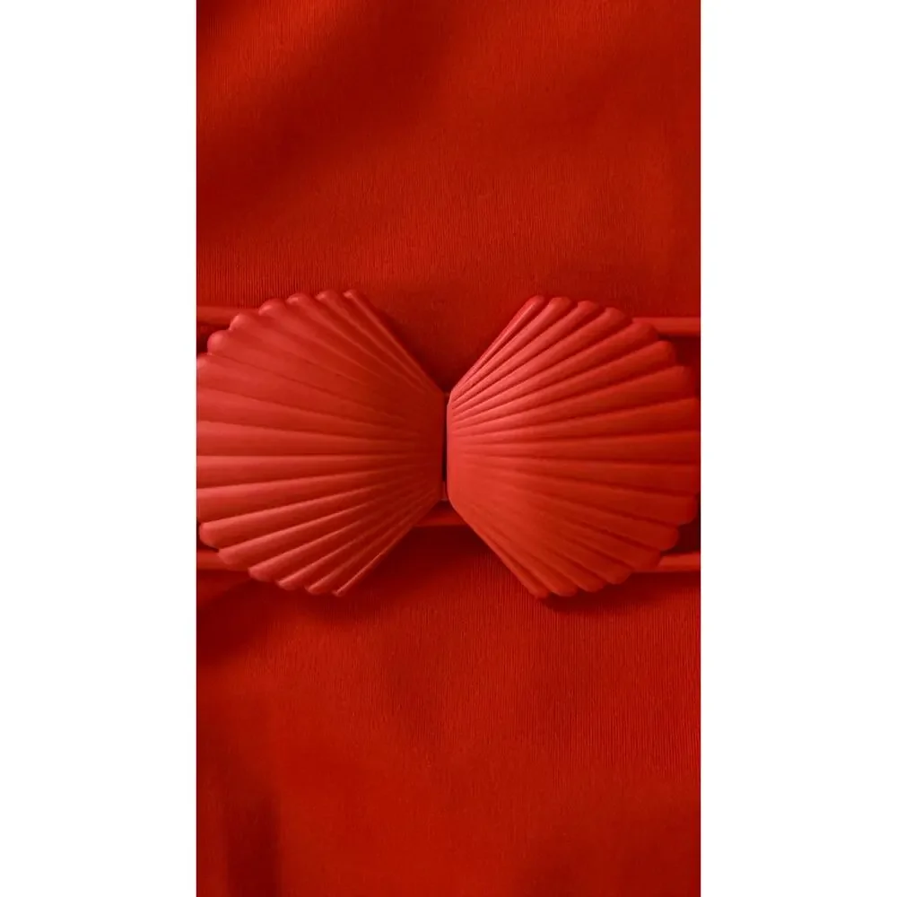 Alex Marie Signature Sculpt One Piece Swimsuit XS Poppy Red Belted NWT $112